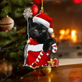 1pc,Acrylic Christmas Hat Cat,Unusual,Cheap,Scene Decoration,Room Decoration,Home Decoration, Indoor Decoration,Outdoor Decoration,Garden Decorat