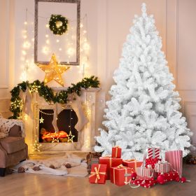 6ft Artificial Christmas Pine Tree Holiday Xmas White Tree for Home Office Holiday Party Indoor Outdoor Decoration Full Hinged Christmas Tree wit