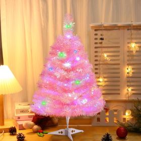2FT Artificial Christmas Tree with Lights Lighted Pink Tabletop Christmas Tree with Plastic Stand Light Up Battery Operated Mini Xmas Tree for Pa