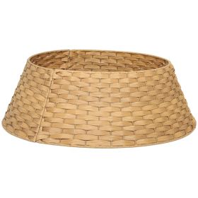 27 inch Rustic Christmas Tree Skirt, Plastic Woven Christmas Tree Collar for Party, Holiday, Home Decoration, Natural (Option: Natural Wood-660x280x220 mm)