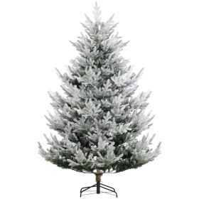 HOMCOM 7.5 Foot Artificial Christmas Tree, Pine Hinged Xmas Tree With 1218 Realistic Branches, Steel Base, Auto Open, Green (Option: Green)