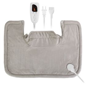 1Pc 22.4x16.3in Large Weighted Heating Pad For Neck And Shoulders Electric Fast Heating Mat Neck Wrap Cushion Pain Relief With 6 Temperature Sett (Option: Beige)
