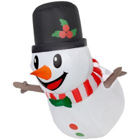 3.4' Inflatable Hanging Snowman w/ LED Lights, Blow-Up Outdoor Christmas Display for Party (Option: White-160x160x120 mm)