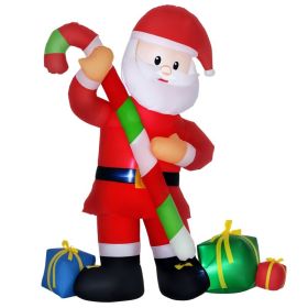 6ft Christmas Inflatables Outdoor Decorationss Decorations Santa Claus with Candy Cane, Blow-Up LED Yard Christmas Decor (Option: Multi Color-200x200x200 mm)