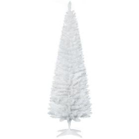 6' Artificial Pencil Christmas Tree, Slim Xmas Tree with 390 Realistic Branch Tips and Plastic Stand, White (Option: White-800x190x190 mm)