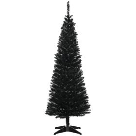 5' Artificial Pencil Christmas Tree, Slim Xmas Tree with 294 Realistic Branch Tips and Plastic Stand, Black (Option: Black-850x150x170 mm)