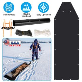 1Pc Deer Drag Sled With Dragging Harness Deer Cart Game Hauler Snow Sledding Pad Hunting Gear Supplies With 32.8FT Black Rope 16.1FT White Rope F (Option: Harness)