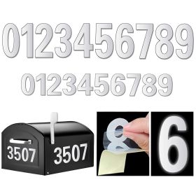 2sets Reflective Mailbox Numbers Sticker, Decal Die Cut Classic Style Vinyl Waterproof Number Self Adhesive (3" X 1 Set , 4" X 1 Set) For Signs, (Quantity: 2)