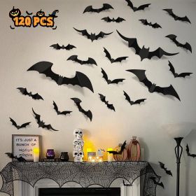 100pcs Bats Halloween Decorations: Halloween Bats Wall Décor Bat Stickers Decals PVC 3D Wall Bat Scary Stickers Halloweens Party Decorations Indo (Style: 100pcs)
