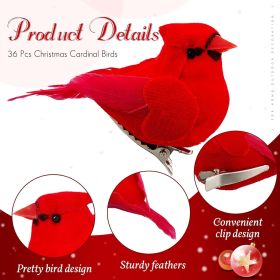 36 Pcs Red Cardinal with Clip on Christmas Tree Mini Ornament Red Feather Faux Birds Decorations Bird Craft Ornament for Christmas Tree Home Outd (Style: Sturdy)
