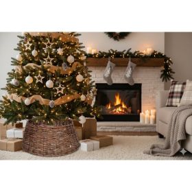 Rustic Woven Wicker Christmas Tree Collar Farmhouse Holiday Decor (Option: Brown)